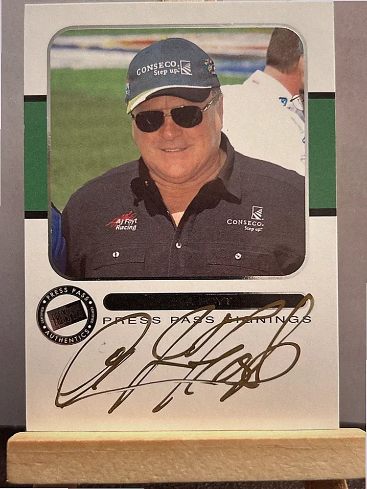 AJ Foyt Gold Ink autographed card Gold Ink silver framed photo Rare 100 issued