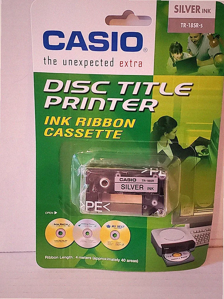 Casio TR-18SR-S Silver Ink Disc Title Printer Ink Ribbon Cassette New