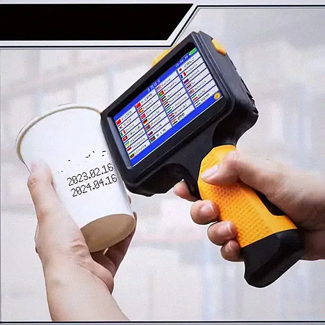 Compact Handheld Inkjet Printer with Fast Dry Solvent Ink for Dates