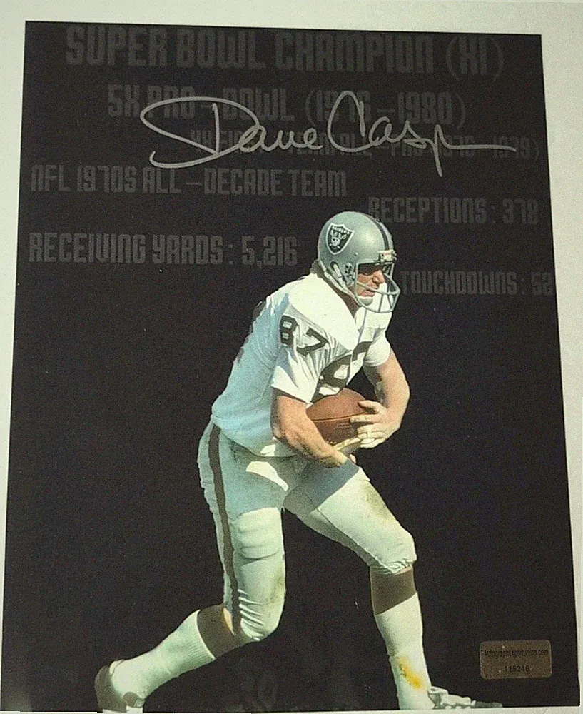 Dave Casper Silver Ink Auto Autograph 8x10 Photo Signed Raiders Legend Gift