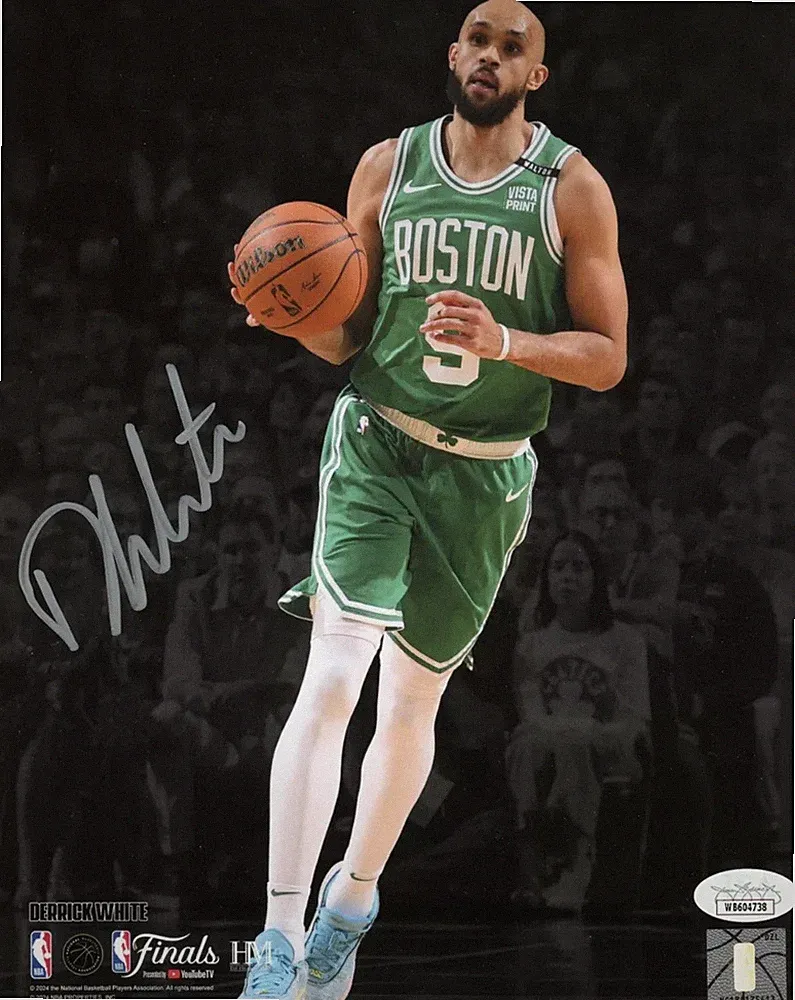 Derrick White Celtics Signed NBA Finals Spotlight 8x10 Photo Silver Ink; JSA COA