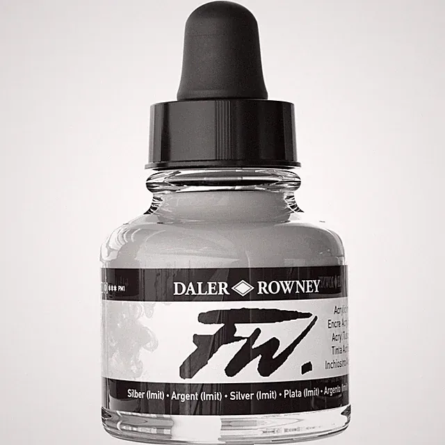 FW Acrylic Artists Ink 1oz-Silver (Imit)