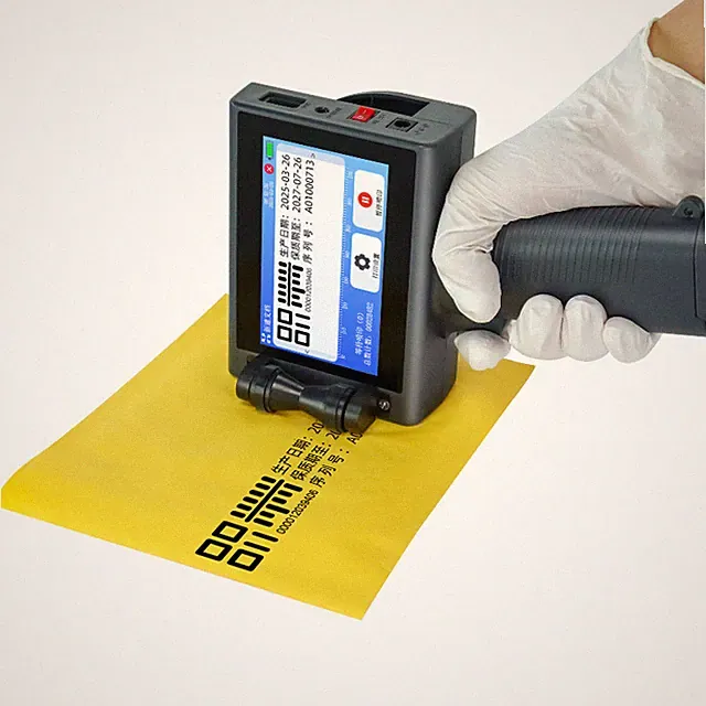 Handheld inkjet printer prints expiration date batch number QR code