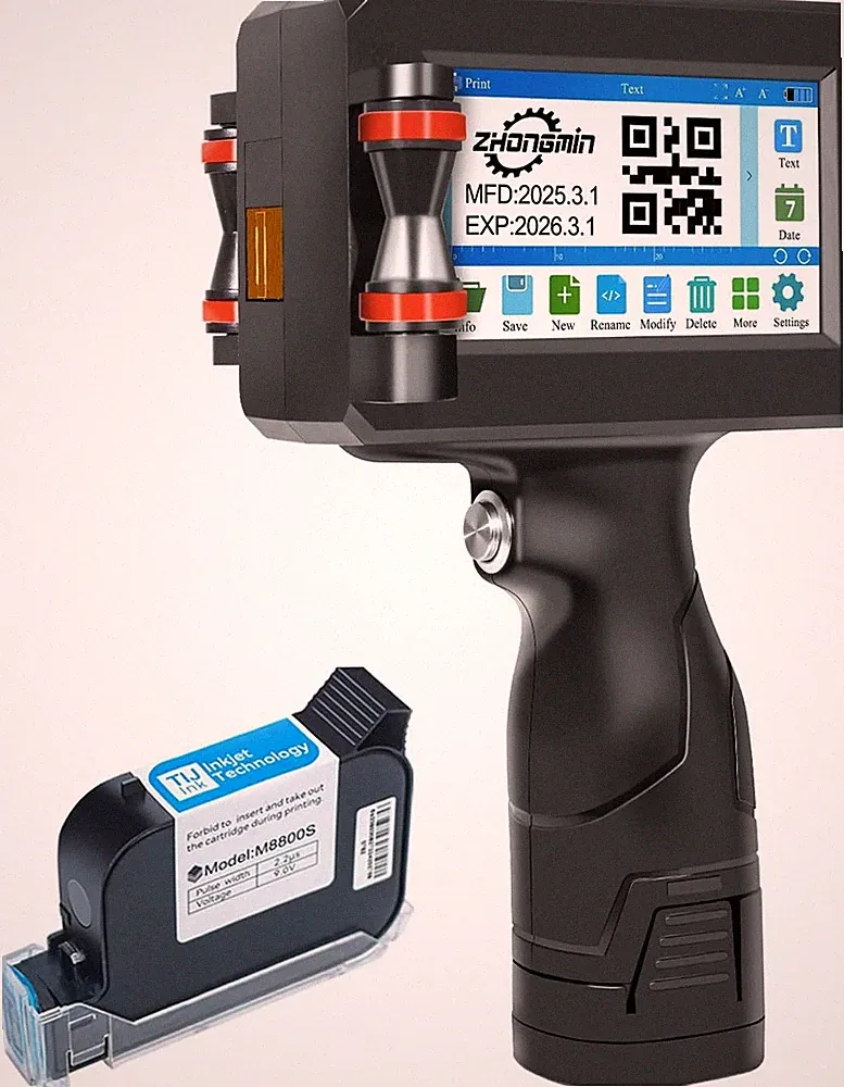Handheld Inkjet Printer with 42ml Quick-Drying Ink Cartridge, Portable Ink Jet C