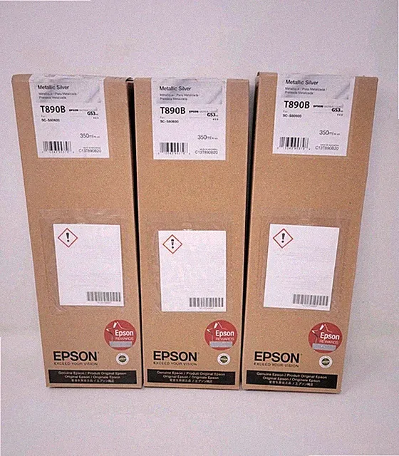 Lot of 3 Genuine Epson T890B Metallic Silver Ink SureColor SC-S80600 350ml 2022