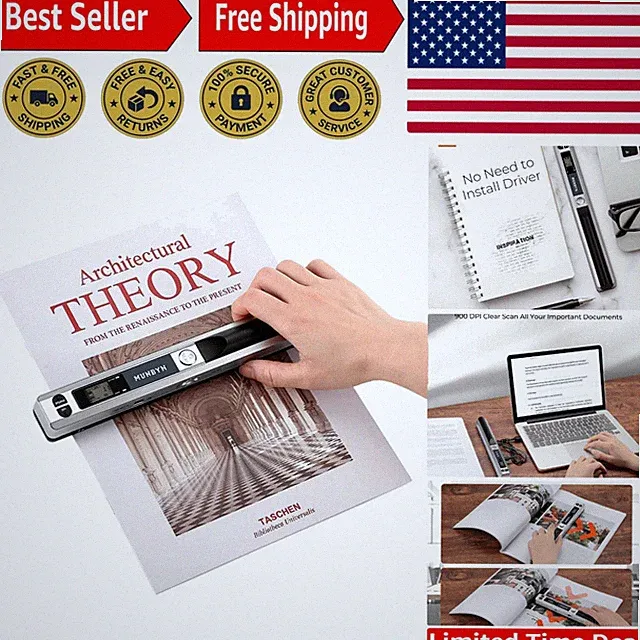 Portable Scanner, Photo Scanner for A4 Documents Pictures Pages Texts in 900...