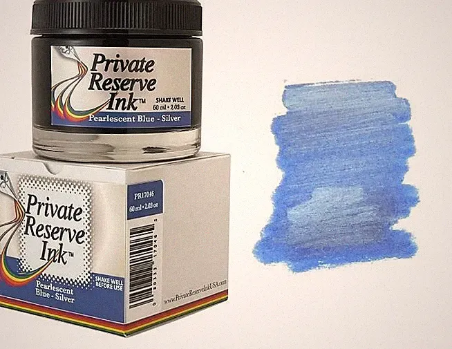 Private Reserve Pearlescent Fountain Pen Ink Bottle, Blue & Silver Shimmer