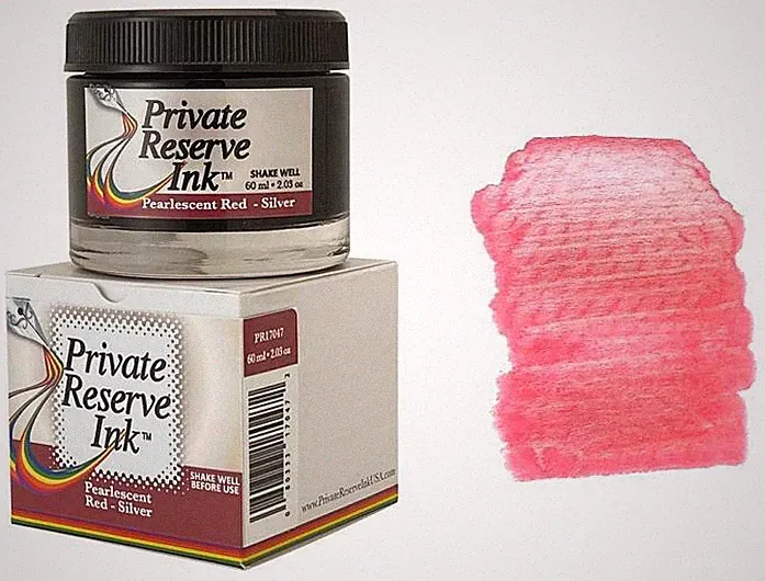 Private Reserve Pearlescent Fountain Pen Ink Bottle, Red & Silver Shimmer