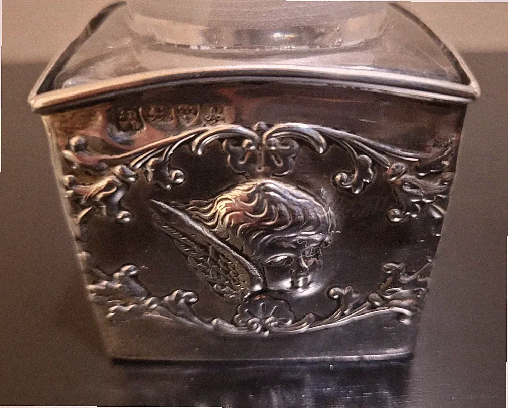Sterling Silver and Glass Ink or Perfume Bottle